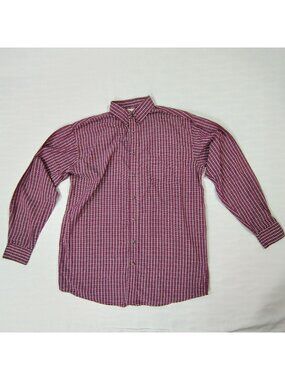 Vintage Wrangler Riata Button-Down Shirt Mens XXL Burgundy Plaid Long-Sleeve